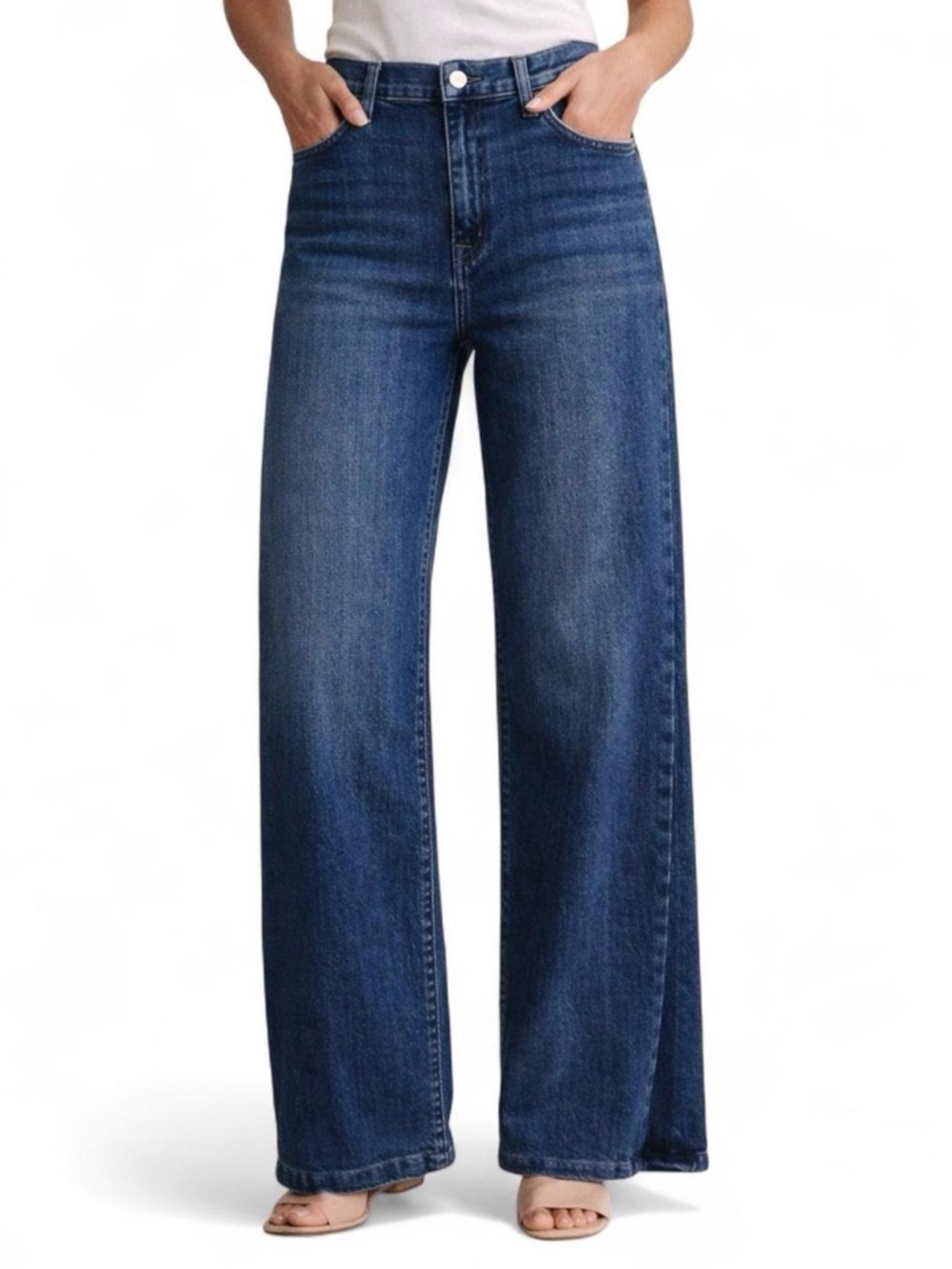 Hudson Jeans Wide-Leg High-Rise Jeans - Dark Blue